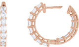 14K Gold Emerald Lab-Grown Diamond Inside-Outside Hoop Earrings - Rose Gold - view 8