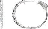 14K Gold Round Natural Diamond Accented Graduated Hoop Earrings - White Gold - view 6