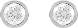 14K Gold Lab-Grown Diamond Round Bezel-Set Cocktail-Style Stud Earrings - White Gold - view 4
