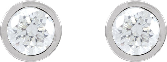 14K Gold Lab-Grown Diamond Round Bezel-Set Cocktail-Style Stud Earrings - White Gold - view 4