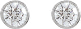 Platinum Natural Diamond Round Bezel-Set Cocktail-Style Stud Earrings - view 4