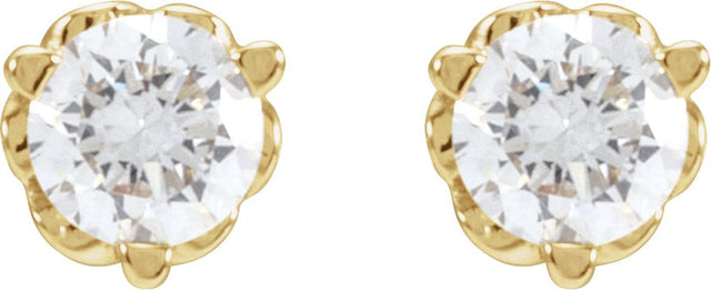 14K Gold Lab-Grown Diamond Round 3-Prong Infinity-Inspired Stud Earrings - Yellow Gold - view 4