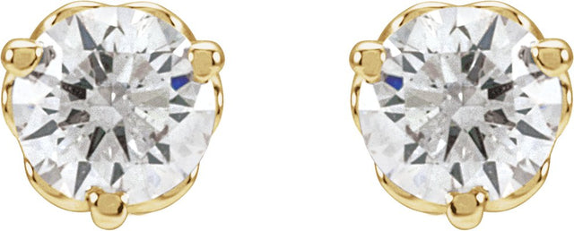 14K Gold Lab-Grown Diamond Round 3-Prong Infinity-Inspired Stud Earrings - Yellow Gold - view 4