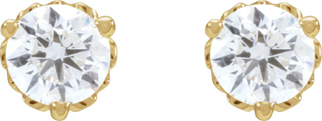 14K Gold Lab-Grown Diamond Round 3-Prong Scroll Stud Earrings - Yellow Gold - view 4