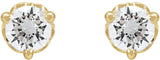 14K Gold Natural Diamond Round 3-Prong Scroll Stud Earrings – 3-4mm Stones - Yellow Gold - view 4