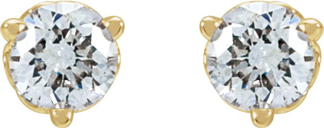 14K Gold Lab-Grown Diamond Round 3-Prong Scroll Stud Earrings – 1-4mm Stones - Yellow Gold - view 4