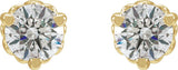 14K Gold Lab-Grown Diamond Round 3-Prong Fleur-de-lis Earrings - Yellow Gold - view 4
