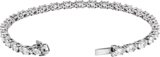 14K Gold Oval Lab-Grown Diamond Line Bracelet – 5 1/2 CTW - White Gold - view 2