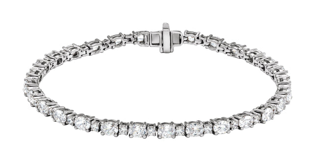 14K Gold Oval Lab-Grown Diamond Line Bracelet – 5 1/2 CTW - White Gold