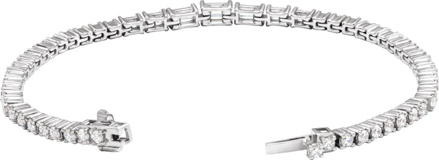 14K Gold Emerald Lab-Grown Diamond Line Bracelet – 4 5/8 CTW - White Gold - view 2