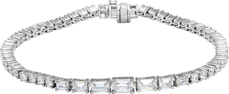 14K Gold Emerald Lab-Grown Diamond Line Bracelet – 4 5/8 CTW - White Gold