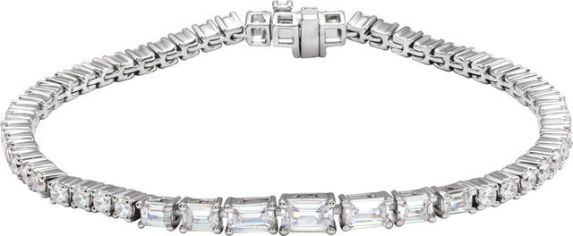 14K Gold Emerald Lab-Grown Diamond Line Bracelet – 4 5/8 CTW - White Gold