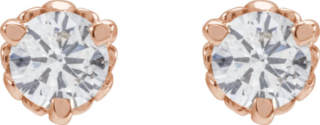 14K Gold Lab-Grown Diamond Round 3-Prong Infinity-Inspired Stud Earrings - Rose Gold - view 4