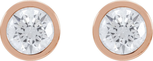14K Gold Lab-Grown Diamond Round Bezel-Set Cocktail-Style Stud Earrings - Rose Gold - view 4