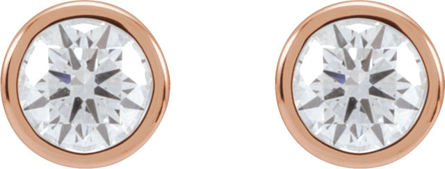 14K Gold Lab-Grown Diamond Round Bezel-Set Cocktail-Style Stud Earrings - Rose Gold - view 5
