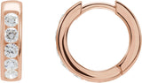 14K Gold Round Lab-Grown Diamond Hinged Hoop Earrings - Rose Gold - view 3