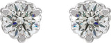 14K Gold Lab-Grown Diamond Round 3-Prong Fleur-de-lis Earrings - White Gold - view 4