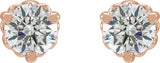 14K Gold Lab-Grown Diamond Round 3-Prong Fleur-de-lis Earrings - Rose Gold - view 4