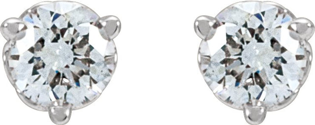 14K Gold Lab-Grown Diamond Round 3-Prong Scroll Stud Earrings – 1-4mm Stones - White Gold - view 4