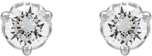 14K Gold Natural Diamond Round 3-Prong Scroll Stud Earrings – 3-4mm Stones - White Gold - view 4