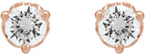 14K Gold Lab-Grown Diamond Round 3-Prong Scroll Stud Earrings – 1-4mm Stones - Rose Gold - view 4