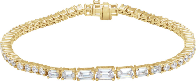 14K Gold Emerald Lab-Grown Diamond Line Bracelet – 4 5/8 CTW - Yellow Gold