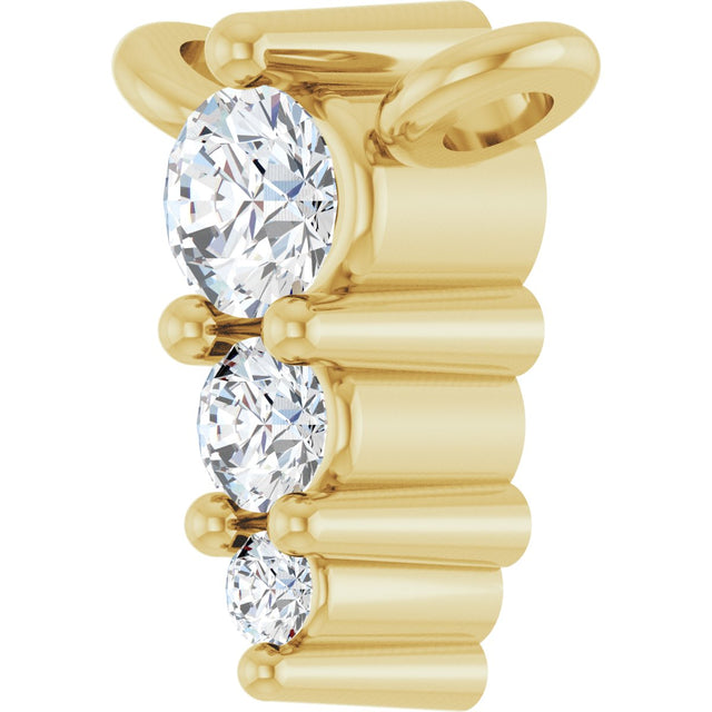 14K Gold Round Lab-Grown Diamond Accented Graduated Bar Necklace - Yellow Gold - view 5