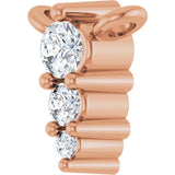 14K Gold Round Natural Diamond Accented Graduated Bar Necklace - Rose Gold - view 5