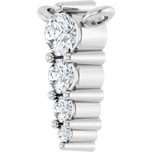 14K Gold Round Lab-Grown Diamond Accented Graduated Bar Necklace - White Gold - view 5