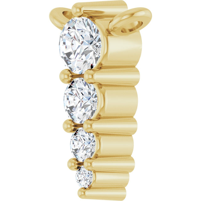 14K Gold Round Lab-Grown Diamond Accented Graduated Bar Necklace - Yellow Gold - view 5