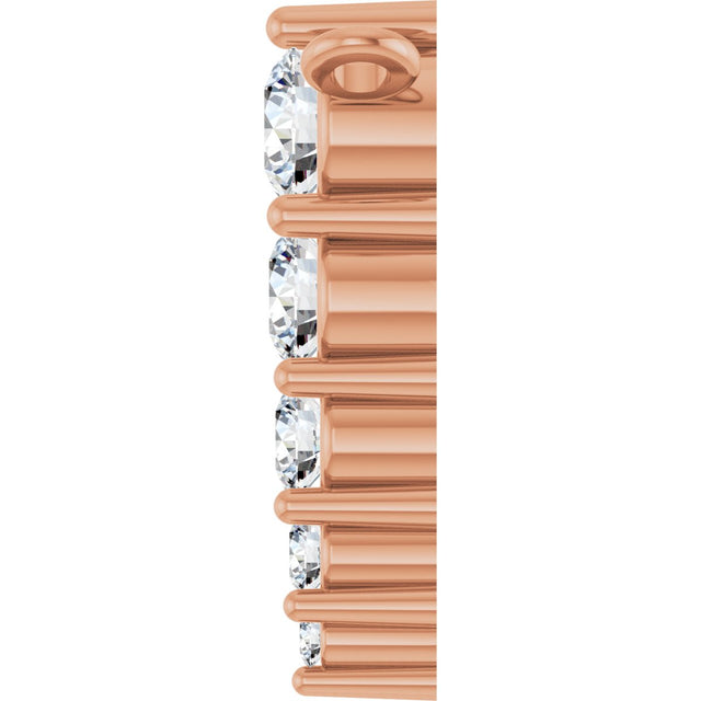 14K Gold Round Natural Diamond Accented Graduated Bar Necklace - Rose Gold - view 6