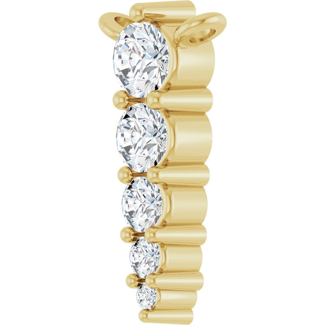 14K Gold Round Natural Diamond Accented Graduated Bar Necklace - Yellow Gold - view 5