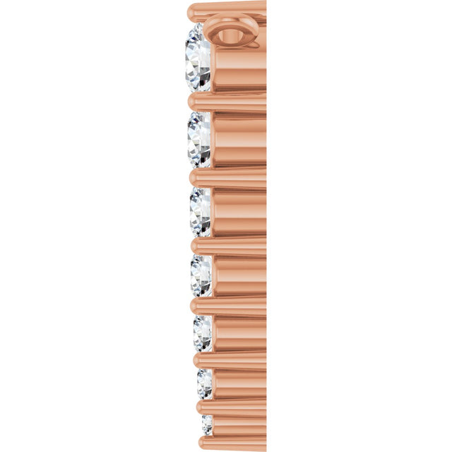 14K Gold Round Lab-Grown Diamond Accented Graduated Bar Necklace – 2.75mm Stones - Rose Gold - view 6