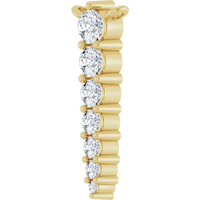 14K Gold Round Lab-Grown Diamond Accented Graduated Bar Necklace – 2.75mm Stones - Yellow Gold - view 5