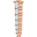 14K Gold Round Natural Diamond Accented Graduated Bar Necklace – 2.75mm Stones - Rose Gold - view 5