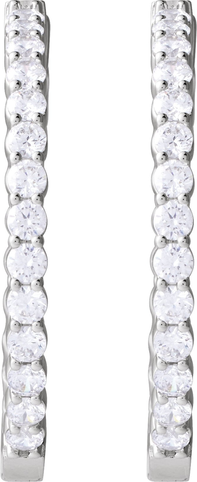 14K Gold Round Lab-Grown Diamond Inside-Outside Hoop Earrings – up to 1/2 CTW - White Gold - view 7