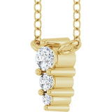 14K Gold Round Natural Diamond Accented Graduated Bar Necklace - Yellow Gold - view 5