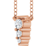 14K Gold Round Natural Diamond Accented Graduated Bar Necklace - Rose Gold - view 5