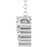 14K Gold Round Natural Diamond Accented Graduated Bar Necklace - White Gold - view 6