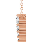 14K Gold Round Natural Diamond Accented Graduated Bar Necklace - Rose Gold - view 6