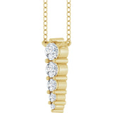 14K Gold Round Natural Diamond Accented Graduated Bar Necklace - Yellow Gold - view 5