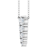 14K Gold Round Lab-Grown Diamond Accented Graduated Bar Necklace - White Gold - view 5