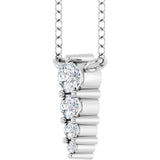 14K Gold Round Natural Diamond Accented Graduated Bar Necklace - White Gold - view 5