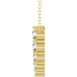 14K Gold Round Natural Diamond Accented Graduated Bar Necklace - Yellow Gold - view 6