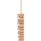 14K Gold Round Natural Diamond Accented Graduated Bar Necklace - Rose Gold - view 6