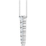 14K Gold Round Natural Diamond Accented Graduated Bar Necklace – 2.75mm Stones - White Gold - view 5