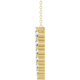 14K Gold Round Natural Diamond Accented Graduated Bar Necklace – 2.75mm Stones - Yellow Gold - view 6