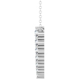 14K Gold Round Natural Diamond Accented Graduated Bar Necklace – 2.75mm Stones - White Gold - view 6