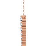 14K Gold Round Natural Diamond Accented Graduated Bar Necklace – 2.75mm Stones - Rose Gold - view 6