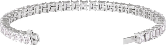 14K Gold Emerald Lab-Grown Diamond Line Bracelet – 10 1/2 CTW - White Gold - view 3